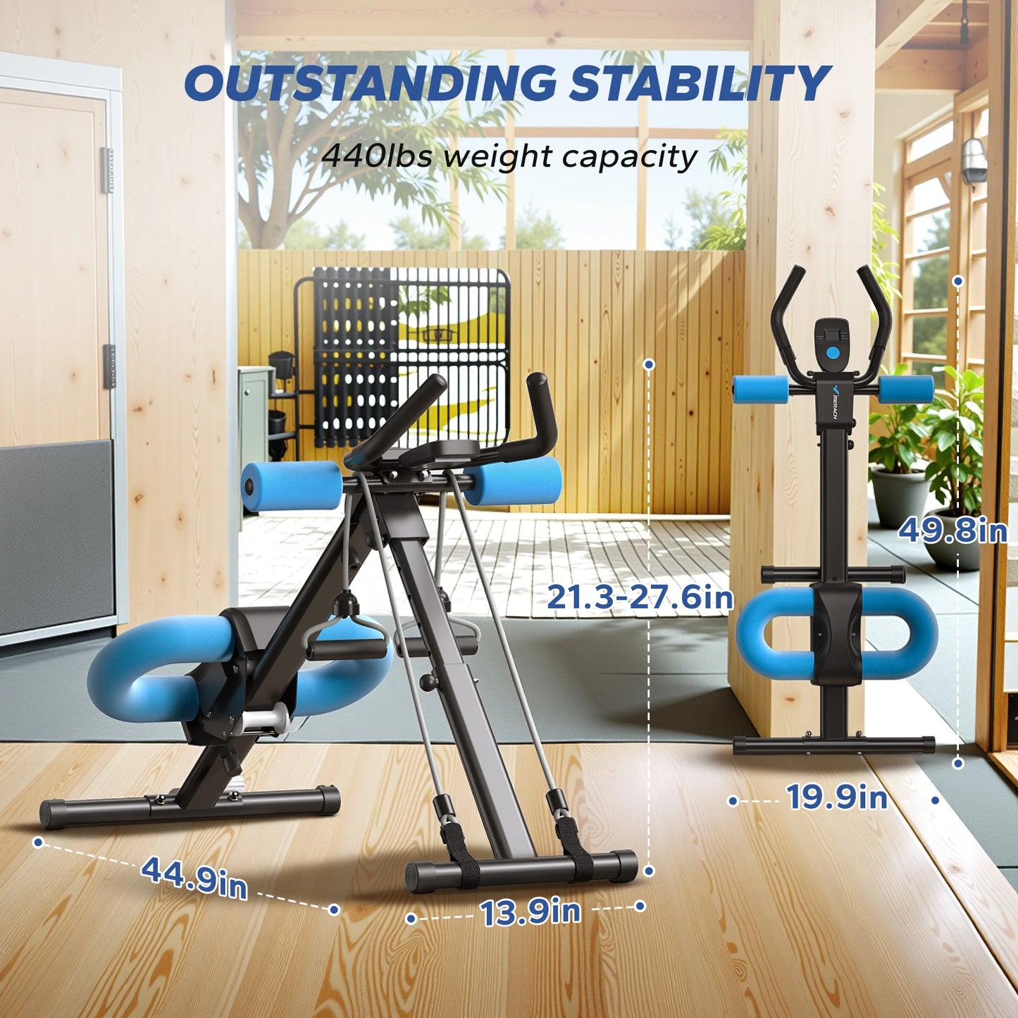 Adjustable Foldable Ab Machine with LCD Display – Core & Abdominal Workout Trainer for Home Gym