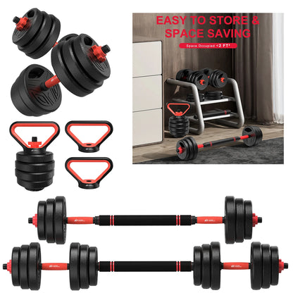 3-in-1 Adjustable Dumbbells & Barbell Set 20KG – Home Gym Weight Training Kit for Full Body Workout