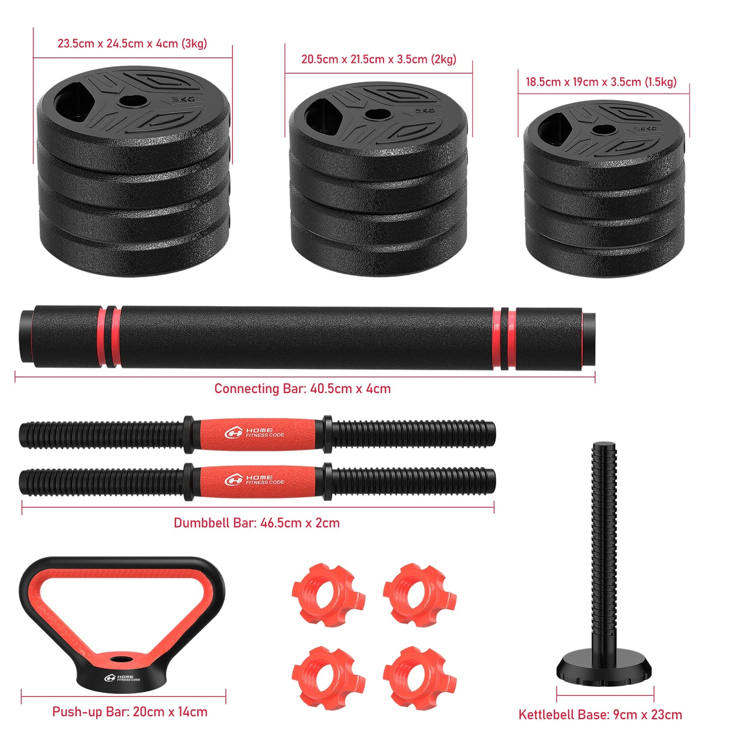 3-in-1 Adjustable Dumbbells & Barbell Set 20KG – Home Gym Weight Training Kit for Full Body Workout