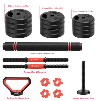 3-in-1 Adjustable Dumbbells & Barbell Set 20KG – Home Gym Weight Training Kit for Full Body Workout