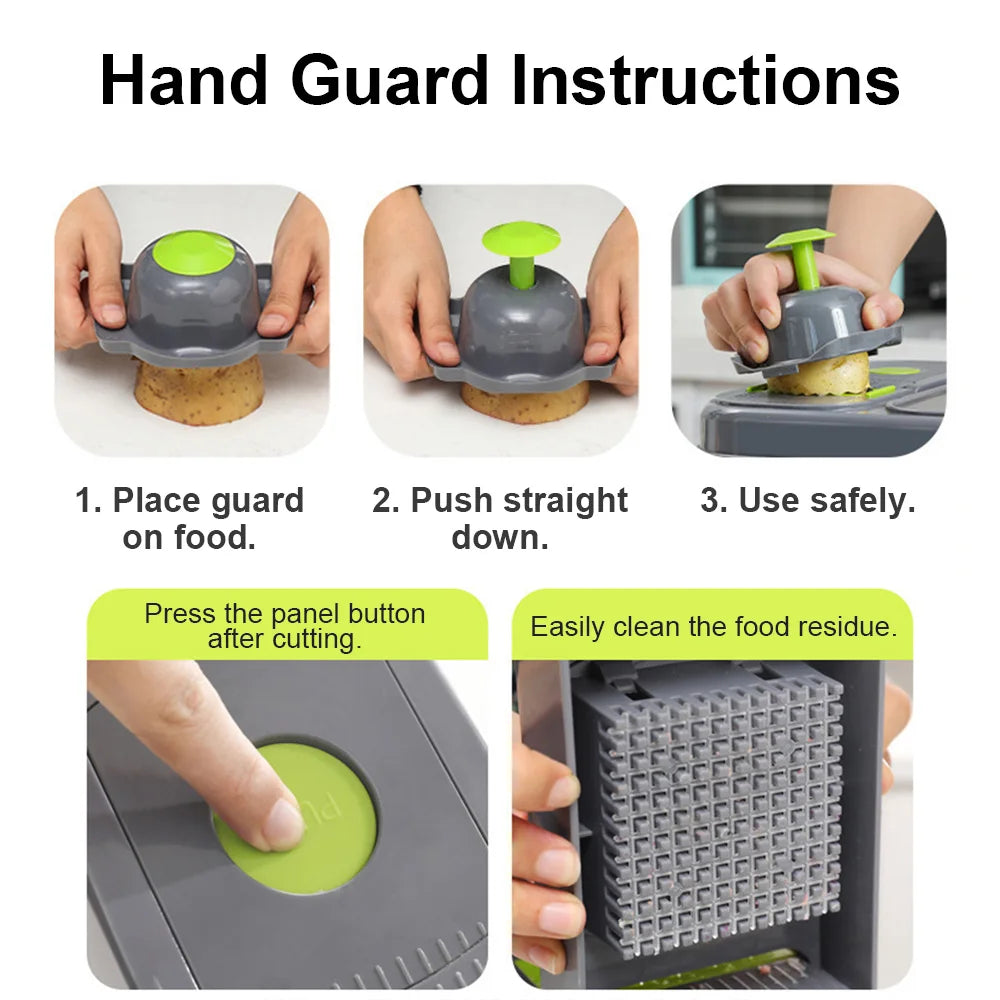 Multifunctional Vegetable Chopper & Food Slicer with Container – Portable Kitchen Cutter & Grater Tool