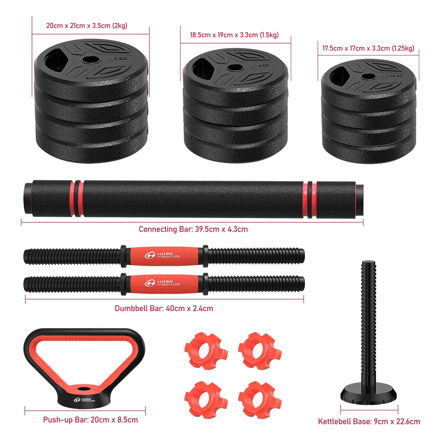 3-in-1 Adjustable Dumbbells & Barbell Set 20KG – Home Gym Weight Training Kit for Full Body Workout