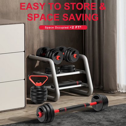 3-in-1 Adjustable Dumbbells & Barbell Set 20KG – Home Gym Weight Training Kit for Full Body Workout