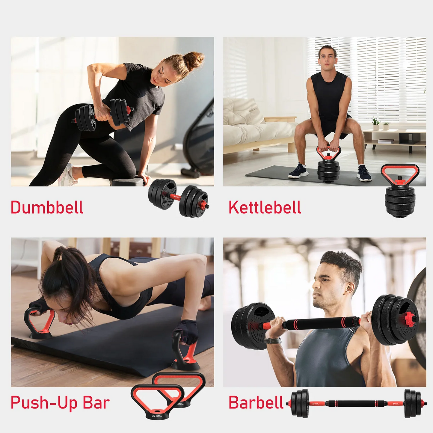 3-in-1 Adjustable Dumbbells & Barbell Set 20KG – Home Gym Weight Training Kit for Full Body Workout