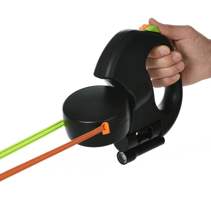 3m Retractable Dog Leash  Reflective Dual Pet Leash Lead 360 Swivel