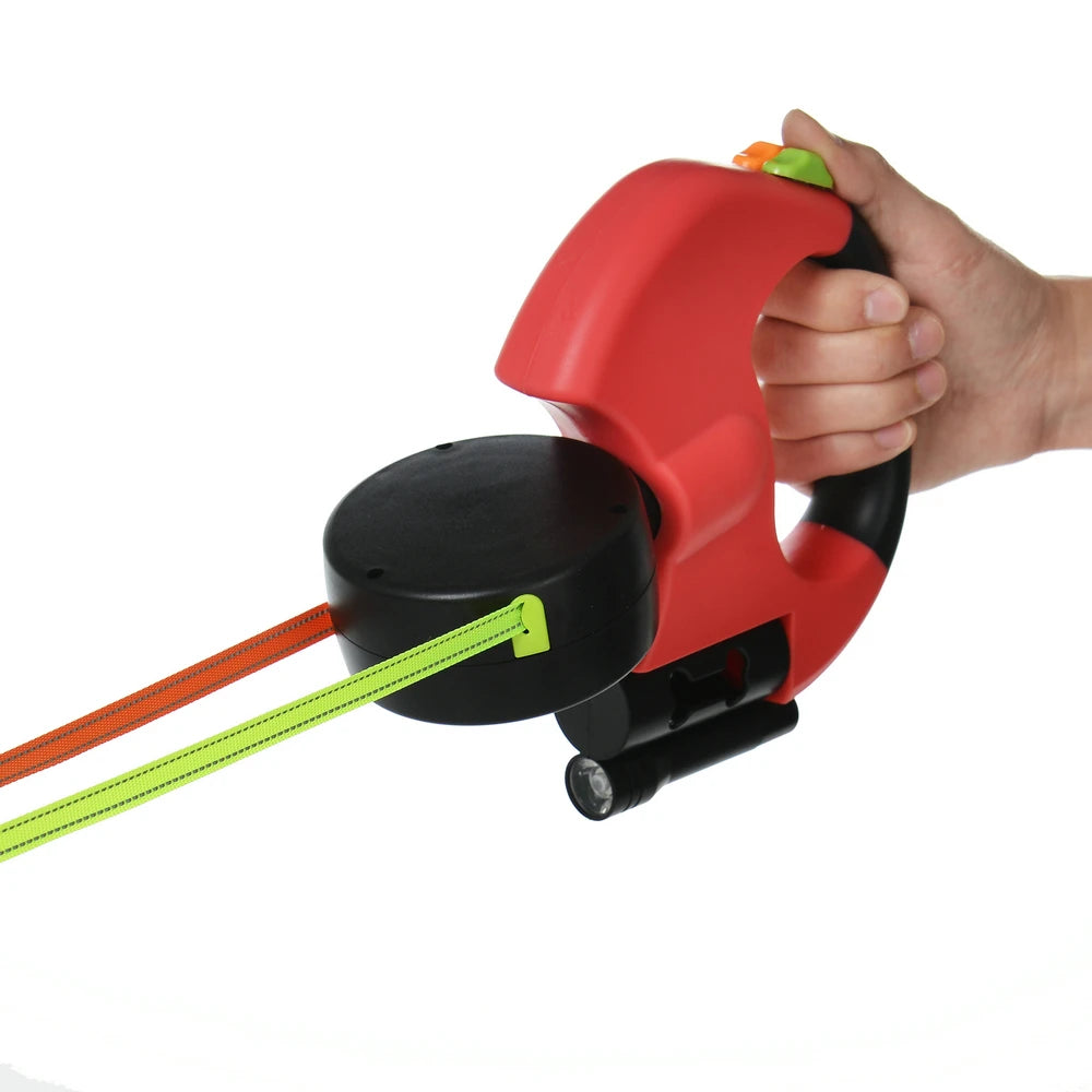 3m Retractable Dog Leash  Reflective Dual Pet Leash Lead 360 Swivel