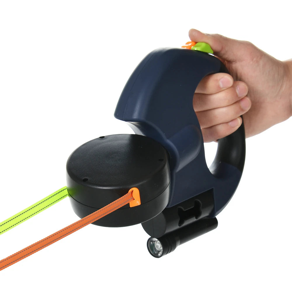 3m Retractable Dog Leash  Reflective Dual Pet Leash Lead 360 Swivel
