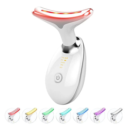 7-Color EMS Neck & Face Lifting Massager – LED Photon Therapy Skin Tightening & Anti-Wrinkle Device