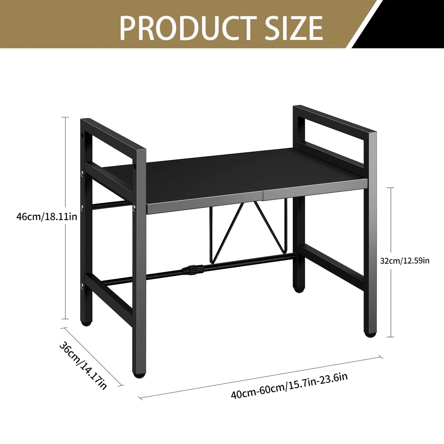 Expandable Microwave Shelf Organizer Rack – Adjustable Kitchen Countertop Storage Stand for Tableware & Appliances