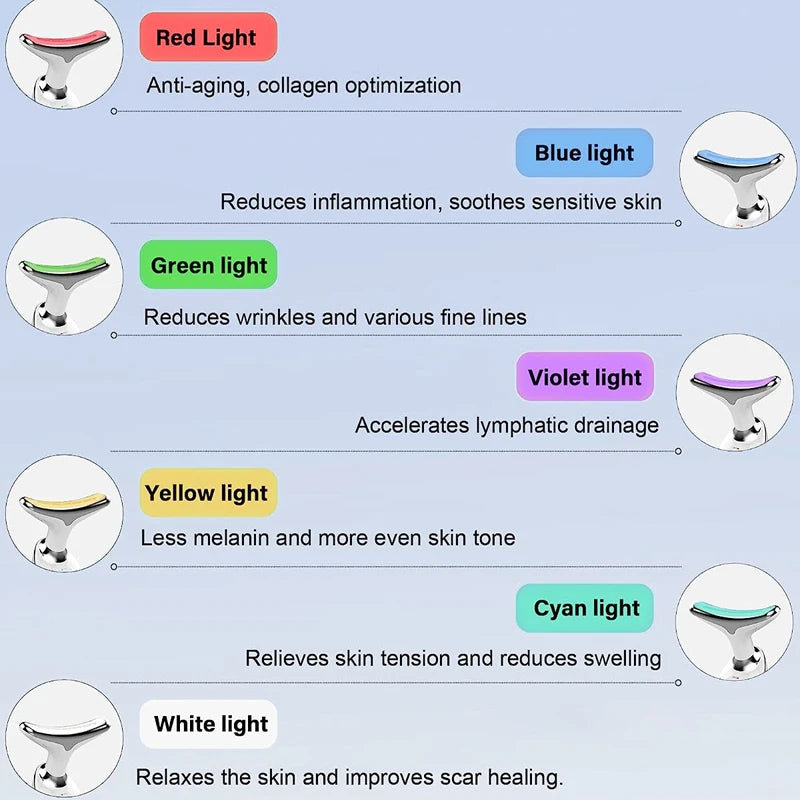 7-Color EMS Neck & Face Lifting Massager – LED Photon Therapy Skin Tightening & Anti-Wrinkle Device