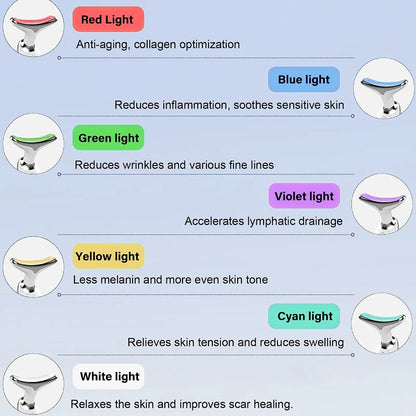 7-Color EMS Neck & Face Lifting Massager – LED Photon Therapy Skin Tightening & Anti-Wrinkle Device