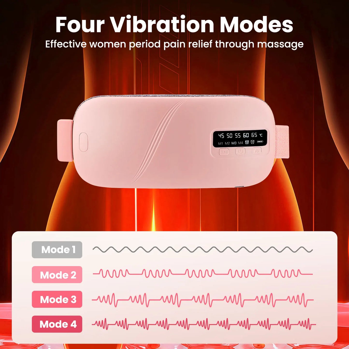 Electric Heating Waist Massage Belt – Smart Menstrual Heating Pad with Vibration Therapy for Period Cramp Relief