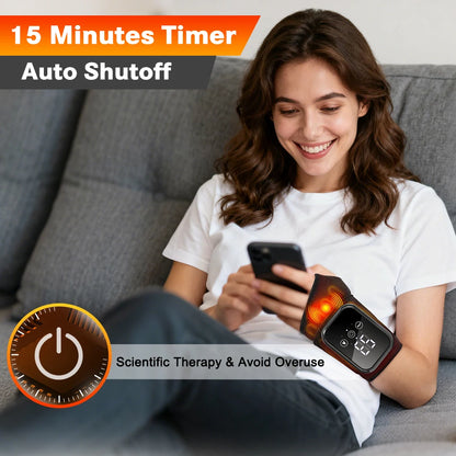 Electric Heating Wrist Massager Brace – Rechargeable Wrist Support Wrap for Carpal Tunnel & Tendon Relief