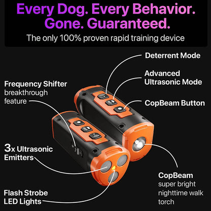 Ultrasonic Dog Repeller & Training Device with Led Light
