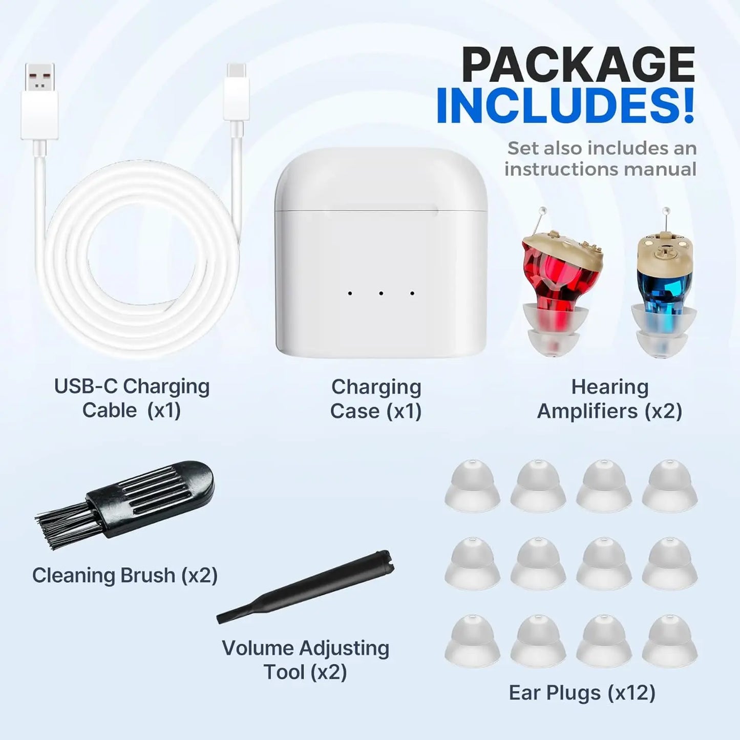 Invisible & Rechargeable Digital Hearing Aids for Seniors - Wireless Sound Amplifiers with Noise Reduction