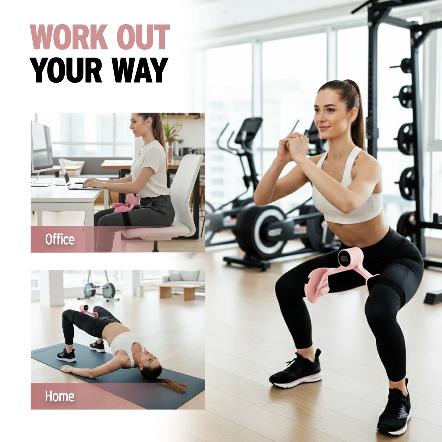 360° Rotatable Kegel & Thigh Trainer with LCD Counter – Pelvic Floor Exercise Equipment for Home Fitness