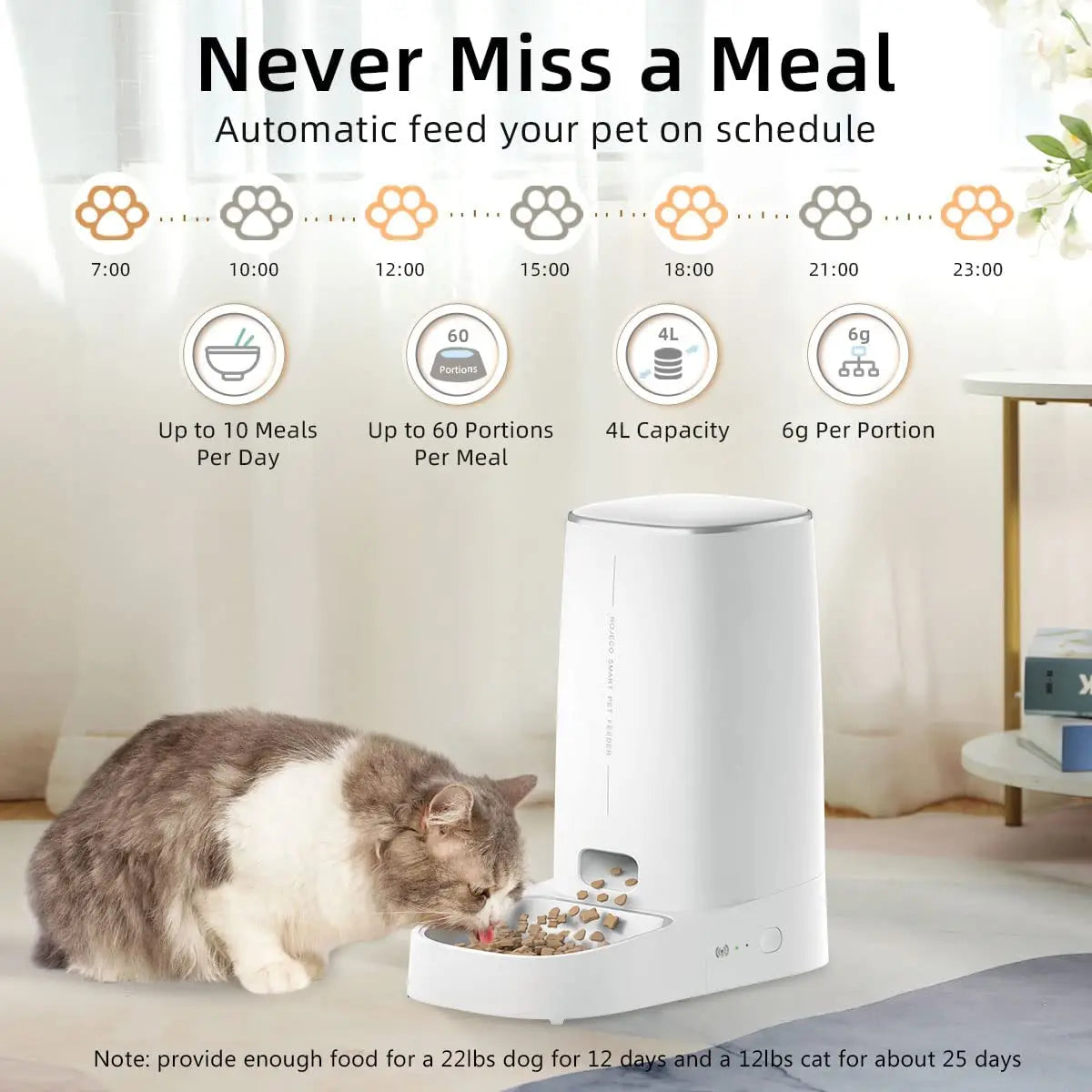 Smart WiFi Automatic Cat Feeder 4L – App Controlled Pet Food Dispenser for Cats & Dogs