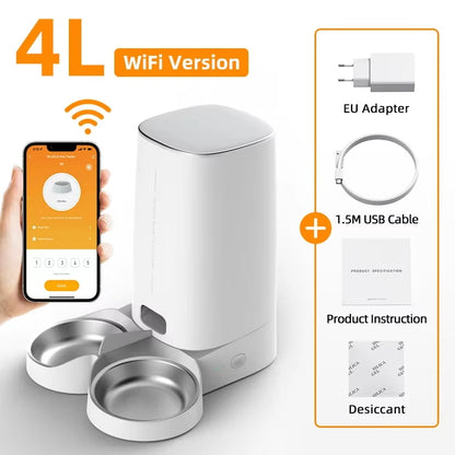 Smart WiFi Automatic Cat Feeder 4L – App Controlled Pet Food Dispenser for Cats & Dogs