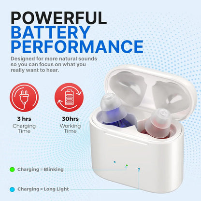 Invisible & Rechargeable Digital Hearing Aids for Seniors - Wireless Sound Amplifiers with Noise Reduction