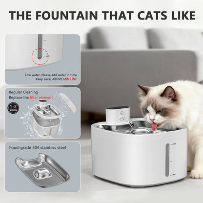 Wireless Cat Water Fountain 3.5L – Stainless Steel Automatic Pet Water Dispenser