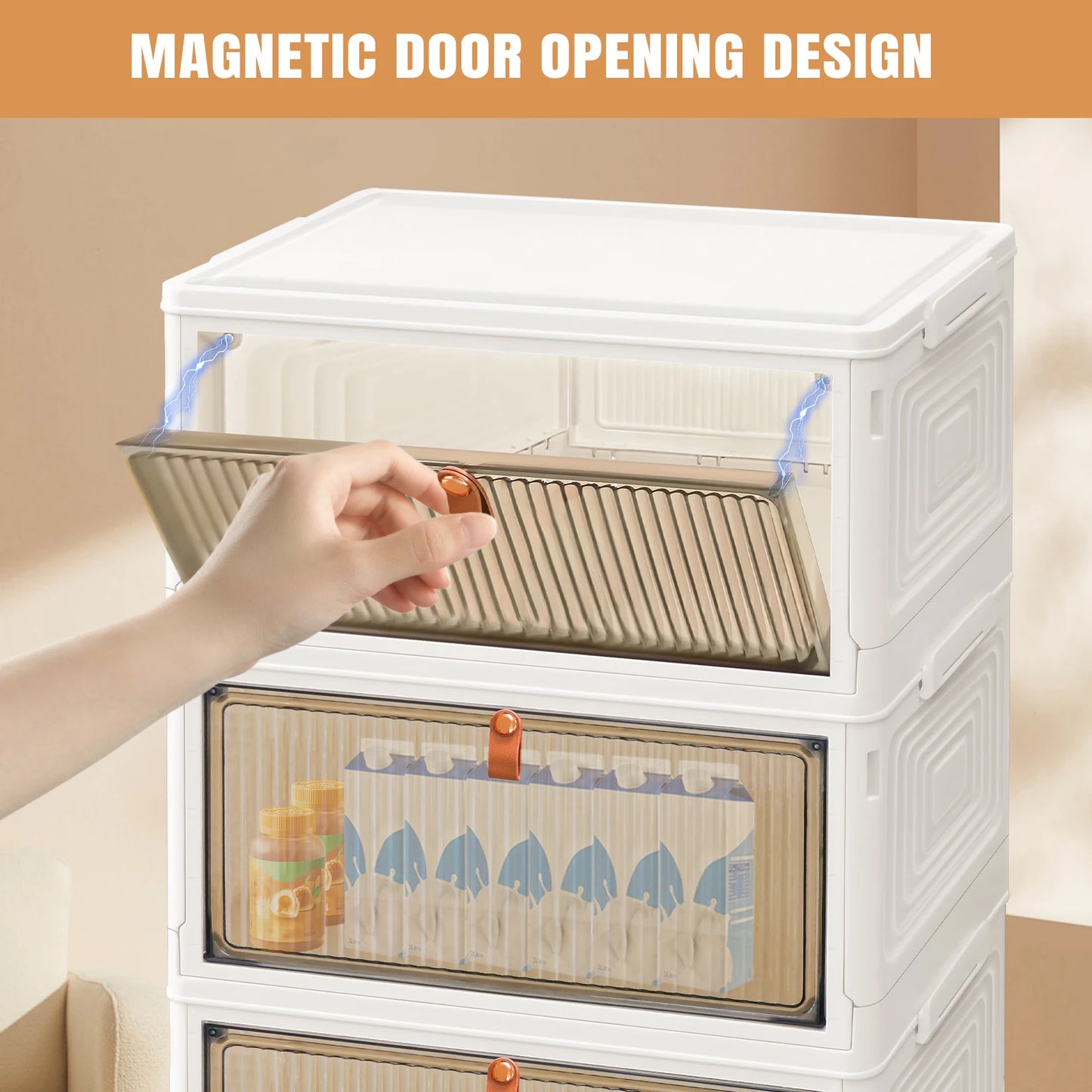 3/4/5 Tier Foldable Storage Organizer with Wheels & Lids – Stackable Plastic Storage Boxes for Home