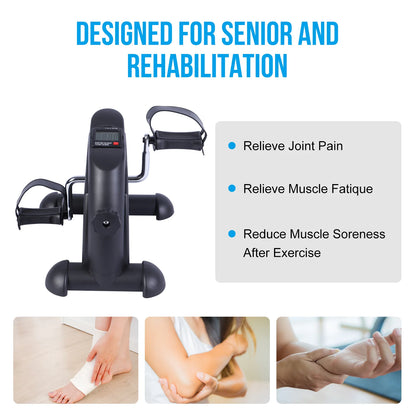 Mini Under Desk Pedal Exerciser Bike with LCD Display – Portable Arm & Leg Fitness Machine