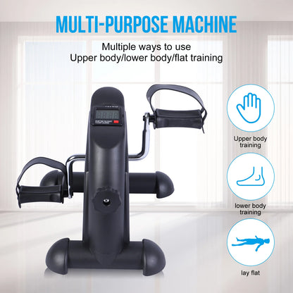 Mini Under Desk Pedal Exerciser Bike with LCD Display – Portable Arm & Leg Fitness Machine