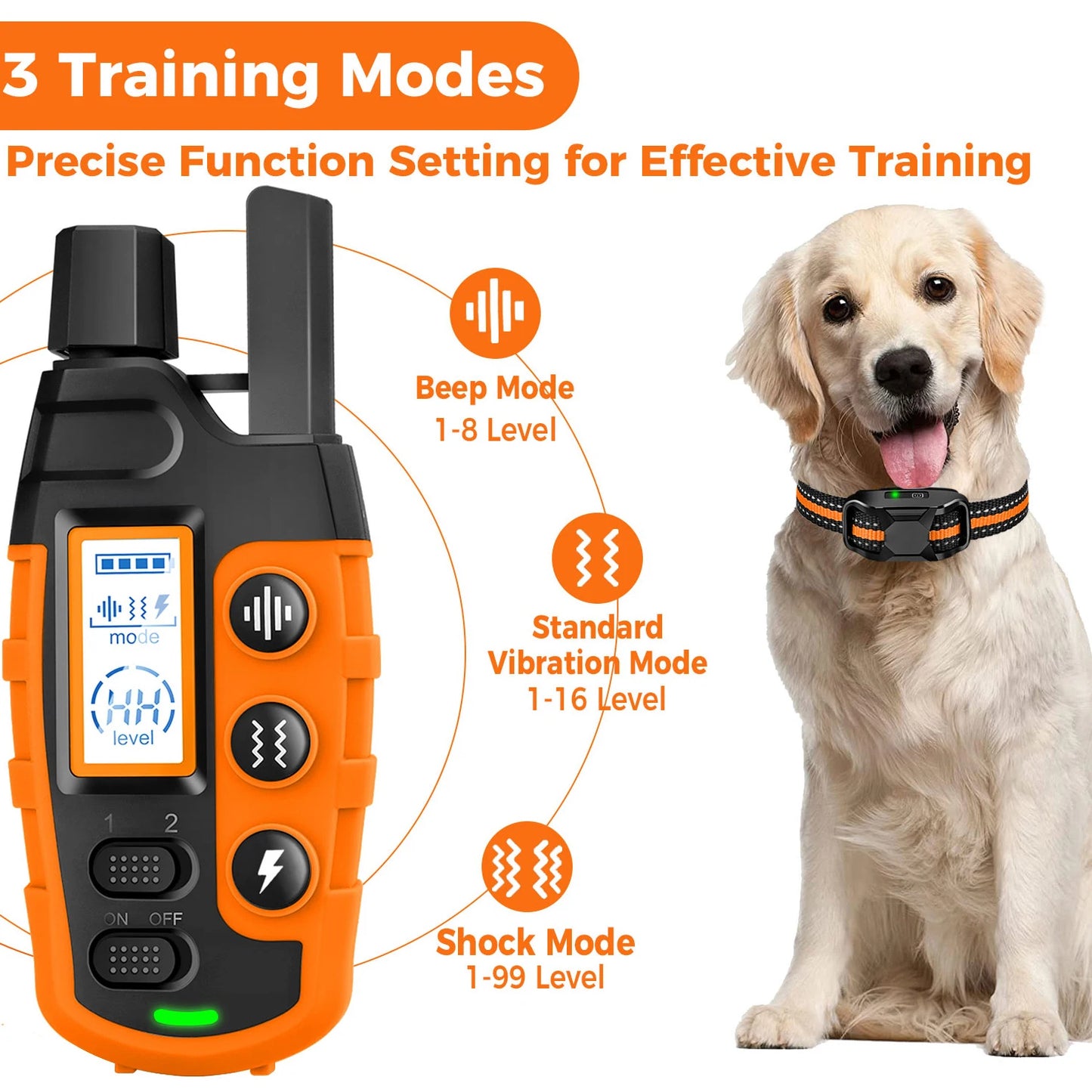 3300Ft Electric Dog Training Collar – Remote Control Waterproof E-Collar with Shock & Vibration for Dogs