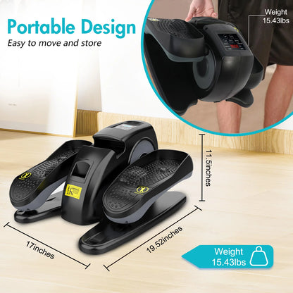 Under Desk Elliptical Machine with Remote Control – Mini Electric Leg Exerciser, Compact Seated Pedal Trainer for Home Office & Seniors