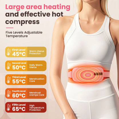 Electric Heating Waist Massage Belt – Smart Menstrual Heating Pad with Vibration Therapy for Period Cramp Relief