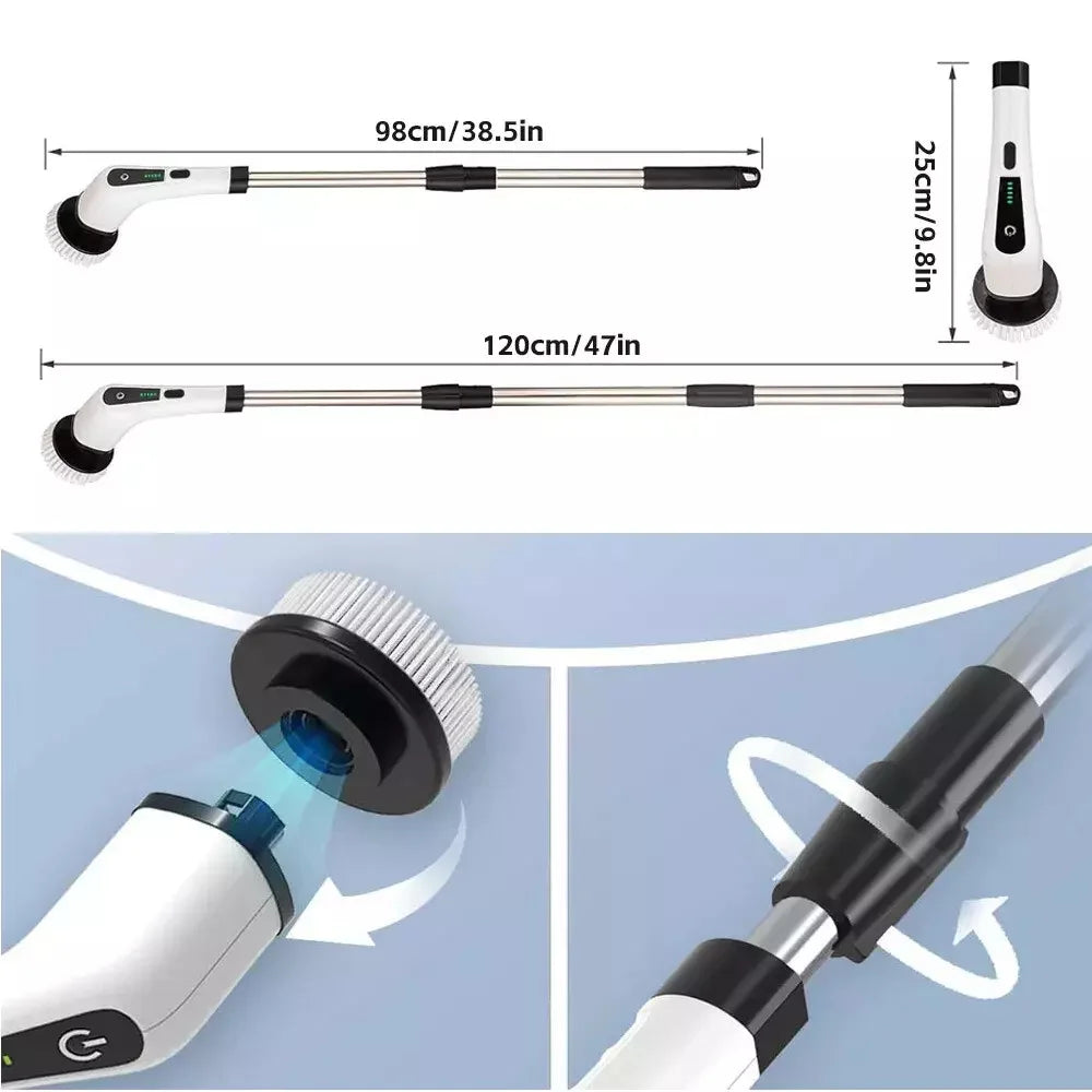 9-in-1 Electric Spin Scrubber – Cordless Handheld Power Cleaning Brush with Adjustable Handle