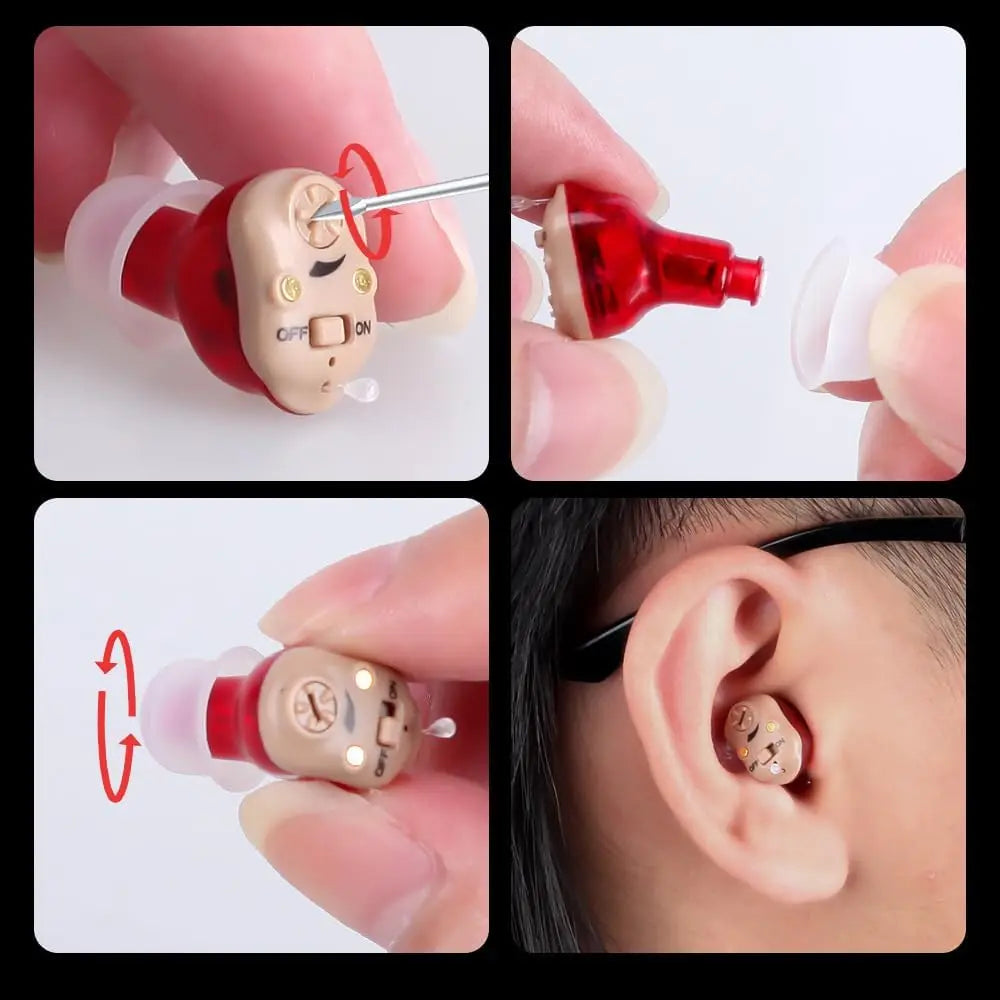 Invisible & Rechargeable Digital Hearing Aids for Seniors - Wireless Sound Amplifiers with Noise Reduction