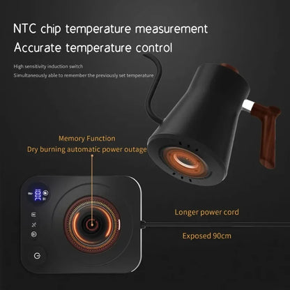 Electric Gooseneck Kettle 900ML with Temperature Control – Smart Pour Over Coffee & Tea Kettle