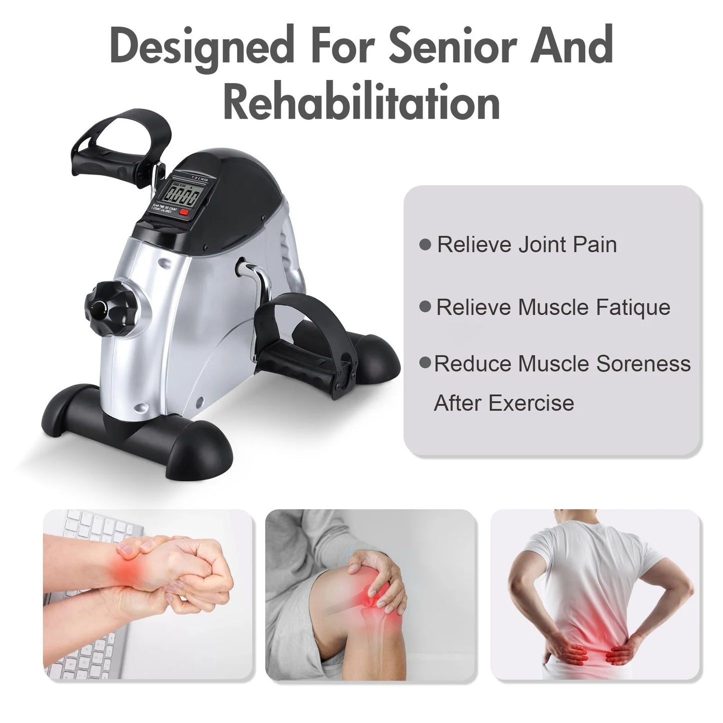 Mini Under Desk Pedal Exerciser Bike with LCD Display – Portable Arm & Leg Fitness Machine