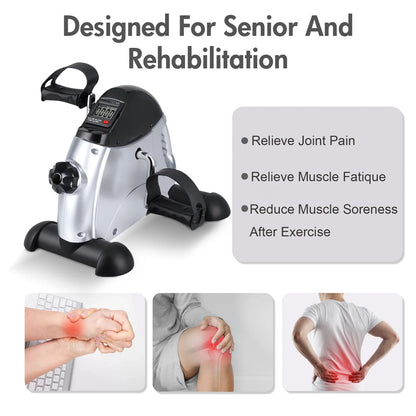 Mini Under Desk Pedal Exerciser Bike with LCD Display – Portable Arm & Leg Fitness Machine