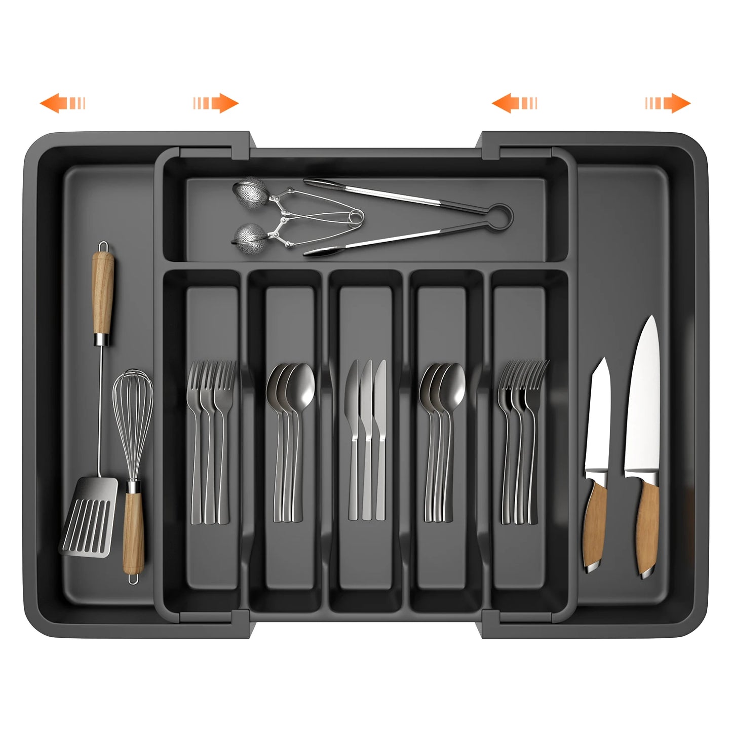 Expandable Cutlery Drawer Organiser – Adjustable Kitchen Utensil Tray with 8 Compartments for Spoons, Forks & Knives