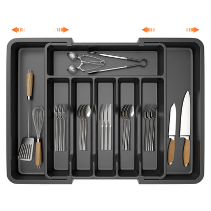 Expandable Cutlery Drawer Organiser – Adjustable Kitchen Utensil Tray with 8 Compartments for Spoons, Forks & Knives