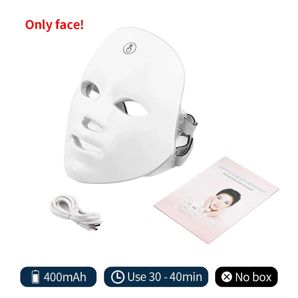 7-Color LED Photon Facial Mask | Wireless Light Therapy Mask for Anti-Aging, Acne Reduction, Skin Tightening & Brightening