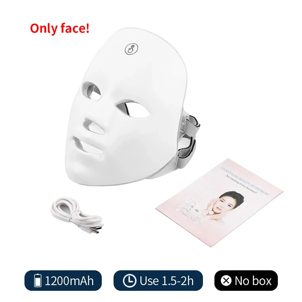 7-Color LED Photon Facial Mask | Wireless Light Therapy Mask for Anti-Aging, Acne Reduction, Skin Tightening & Brightening