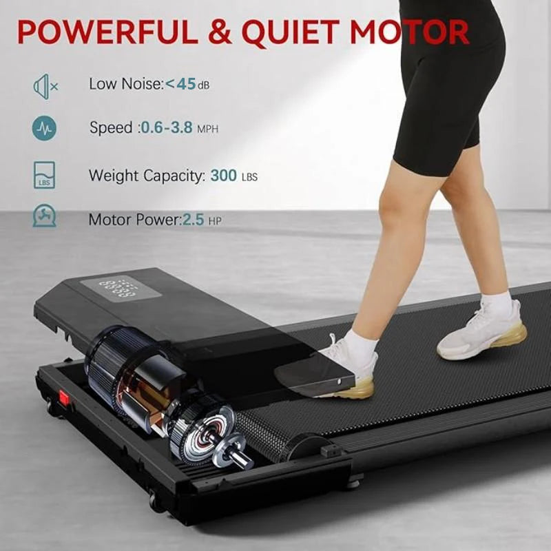 2-in-1 Portable Walking Pad Treadmill with Remote Control & LED Display