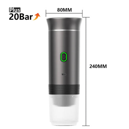 Portable Wireless Espresso Coffee Maker – 3-in-1 Travel Coffee Machine for Capsules & Ground Coffee