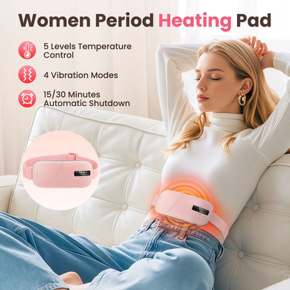 Electric Heating Waist Massage Belt – Smart Menstrual Heating Pad with Vibration Therapy for Period Cramp Relief