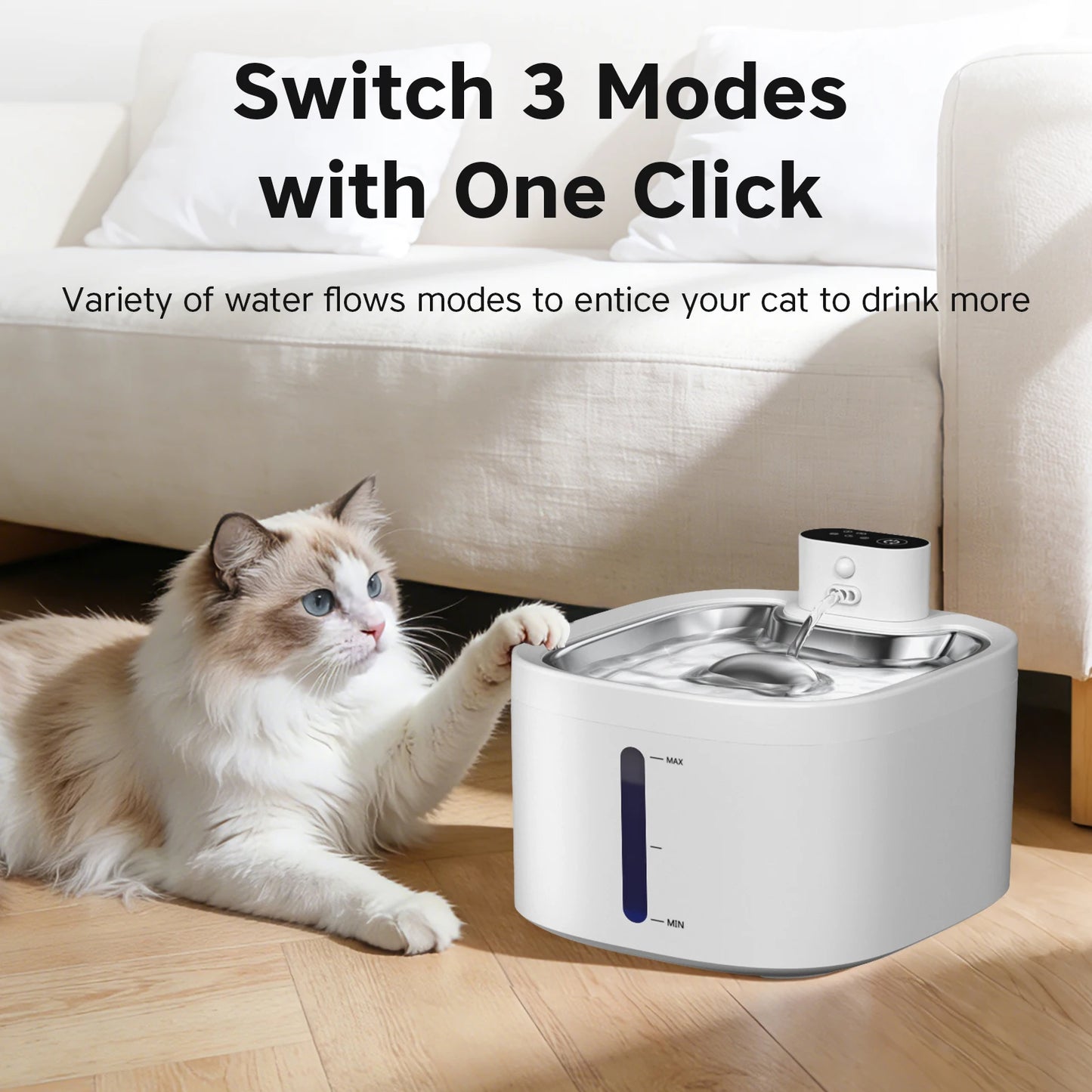Wireless Cat Water Fountain 3.5L – Stainless Steel Automatic Pet Water Dispenser