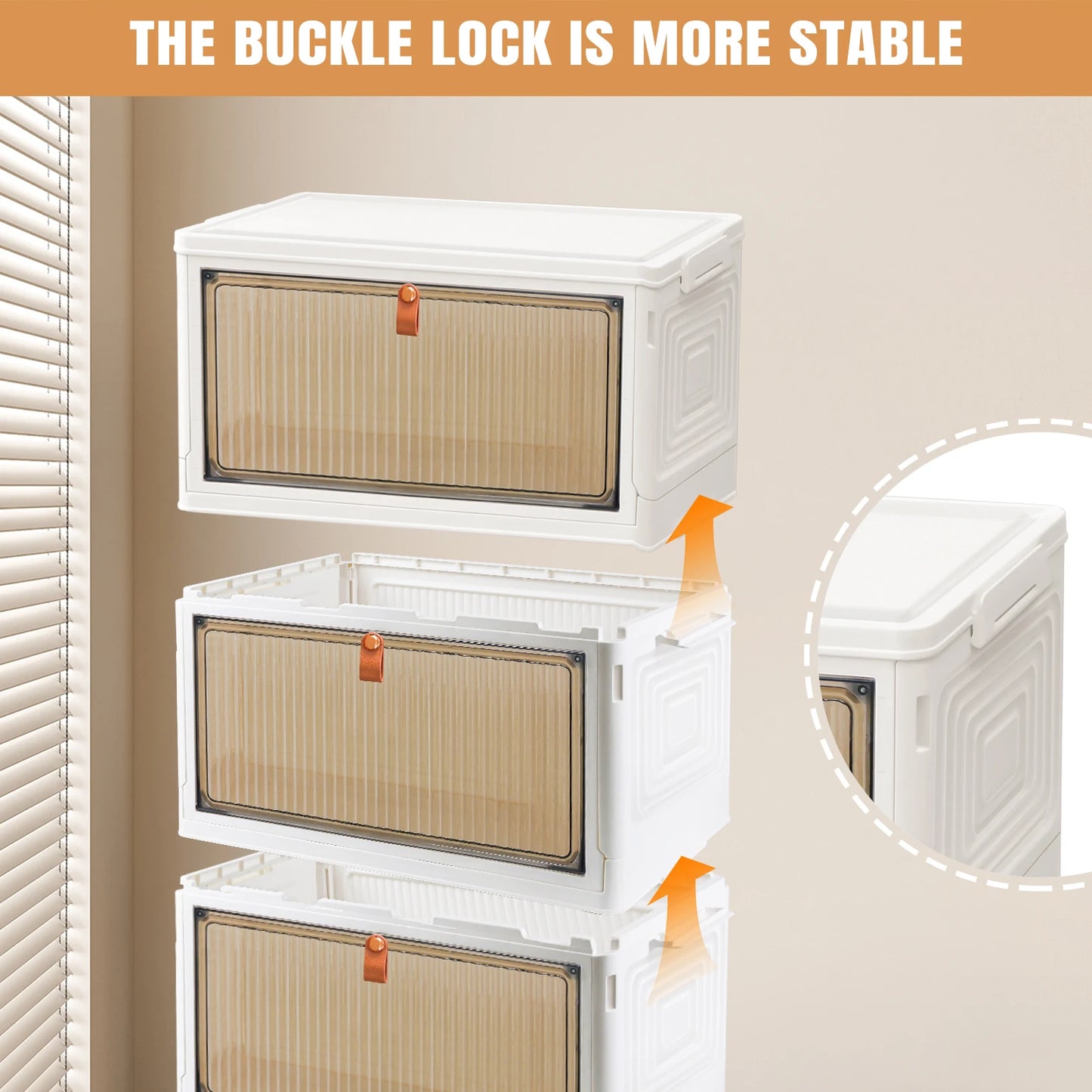 3/4/5 Tier Foldable Storage Organizer with Wheels & Lids – Stackable Plastic Storage Boxes for Home