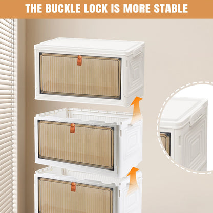 3/4/5 Tier Foldable Storage Organizer with Wheels & Lids – Stackable Plastic Storage Boxes for Home