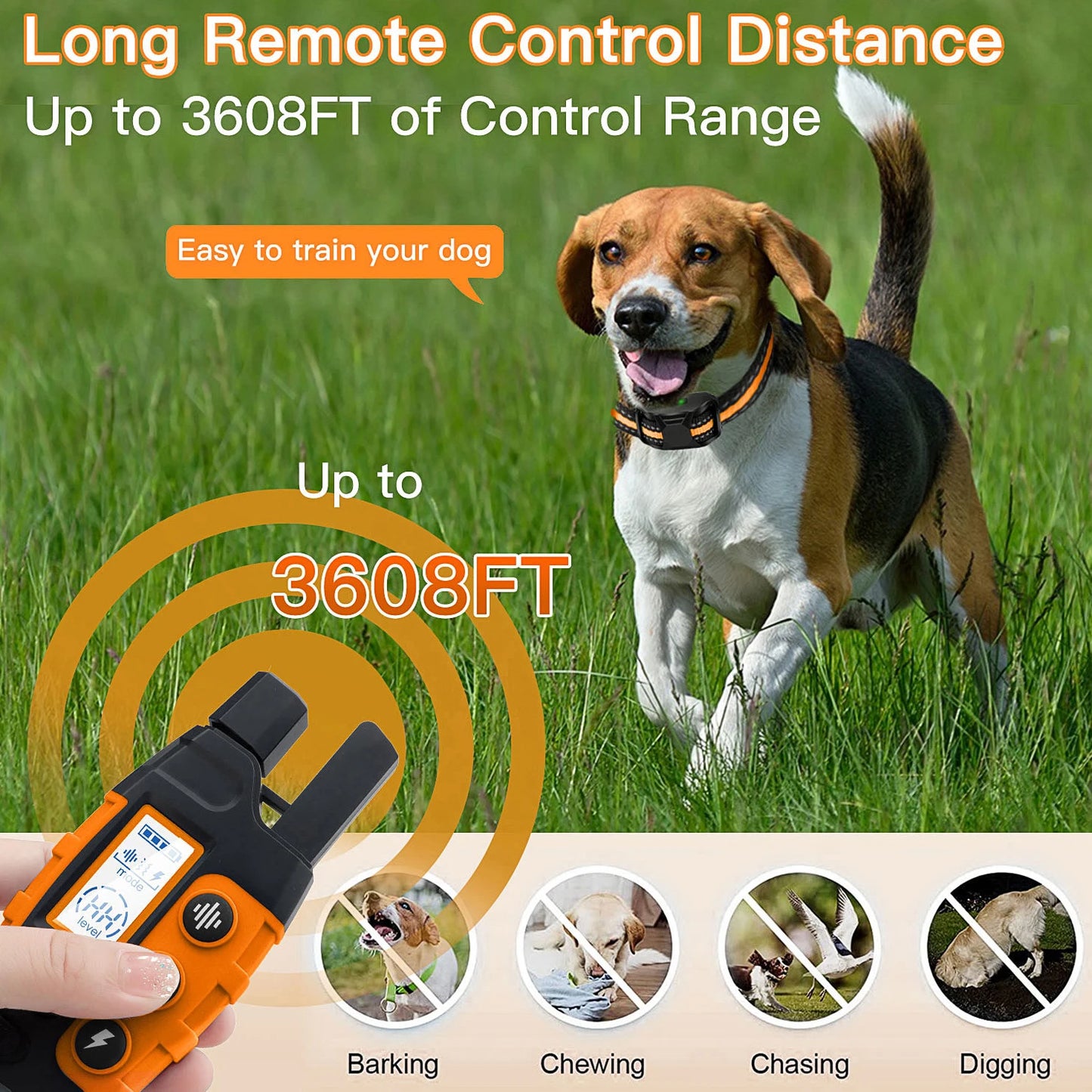 3300Ft Electric Dog Training Collar – Remote Control Waterproof E-Collar with Shock & Vibration for Dogs
