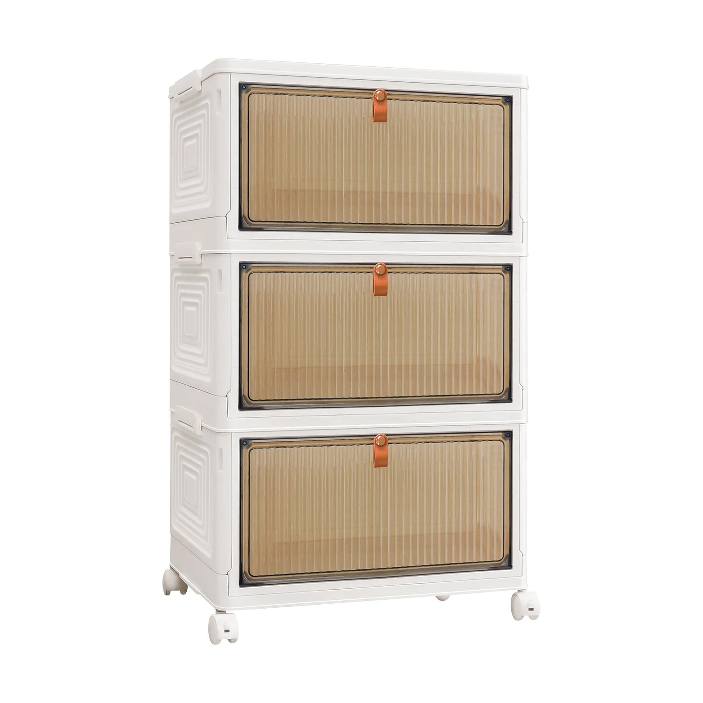 3/4/5 Tier Foldable Storage Organizer with Wheels & Lids – Stackable Plastic Storage Boxes for Home