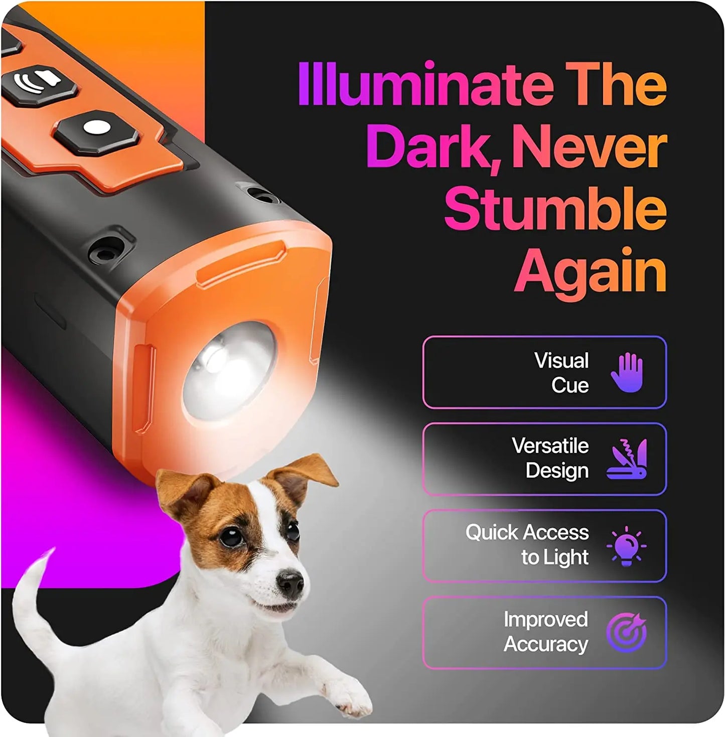 Ultrasonic Dog Repeller & Training Device with Led Light