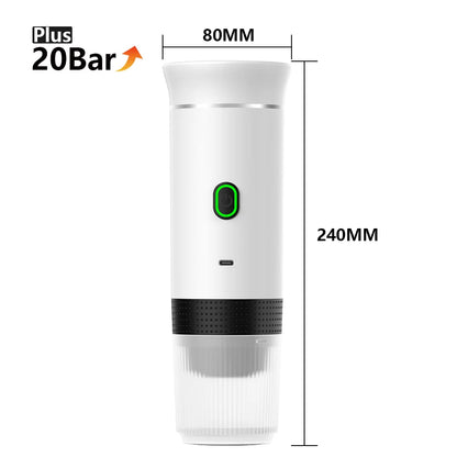Portable Wireless Espresso Coffee Maker – 3-in-1 Travel Coffee Machine for Capsules & Ground Coffee