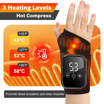 Electric Heating Wrist Massager Brace – Rechargeable Wrist Support Wrap for Carpal Tunnel & Tendon Relief